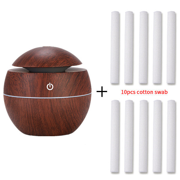 Mini USB Aroma Diffuser & Humidifier – Silent Wood Grain Design