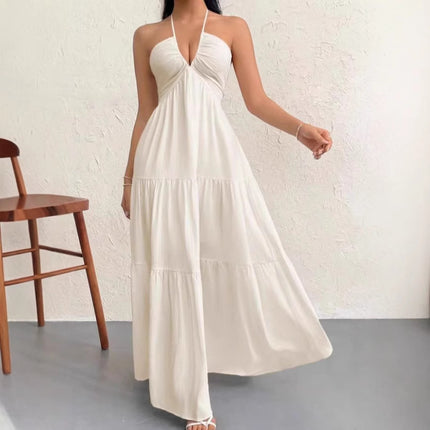Women's Sexy Backless Halter Maxi Dress – Summer Collection