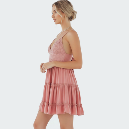 Lace Ruffle Mini Dress